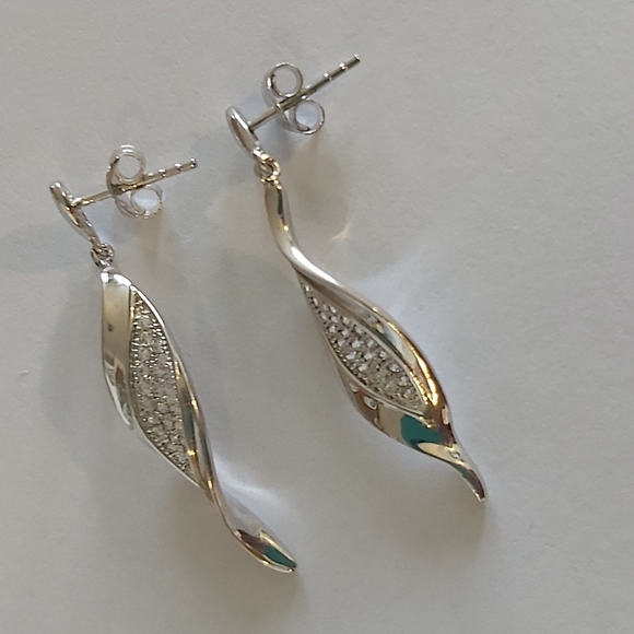 Crystals Earrings in Sterling Silver - Picture 2 of 2